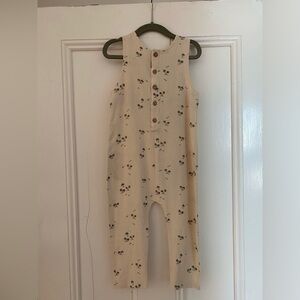 Rylee+Cru button jumpsuit, Palm print